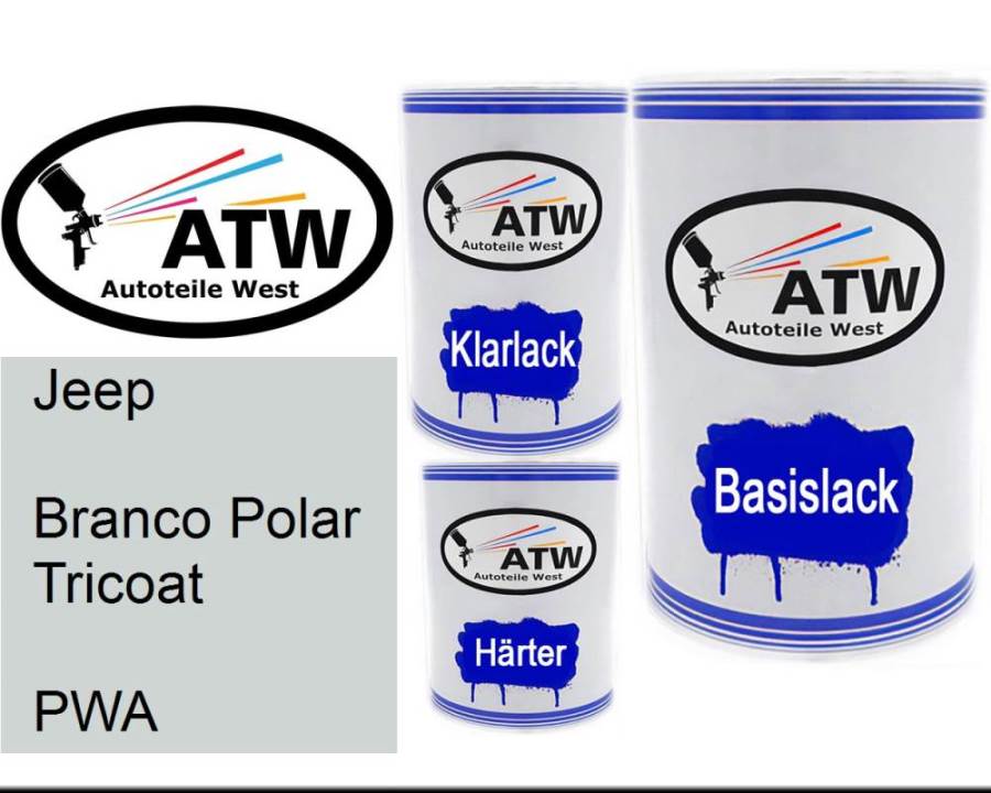 Jeep, Branco Polar Tricoat, PWA: 500ml Lackdose + 500ml Klarlack + 250ml Härter - Set, von ATW Autoteile West.